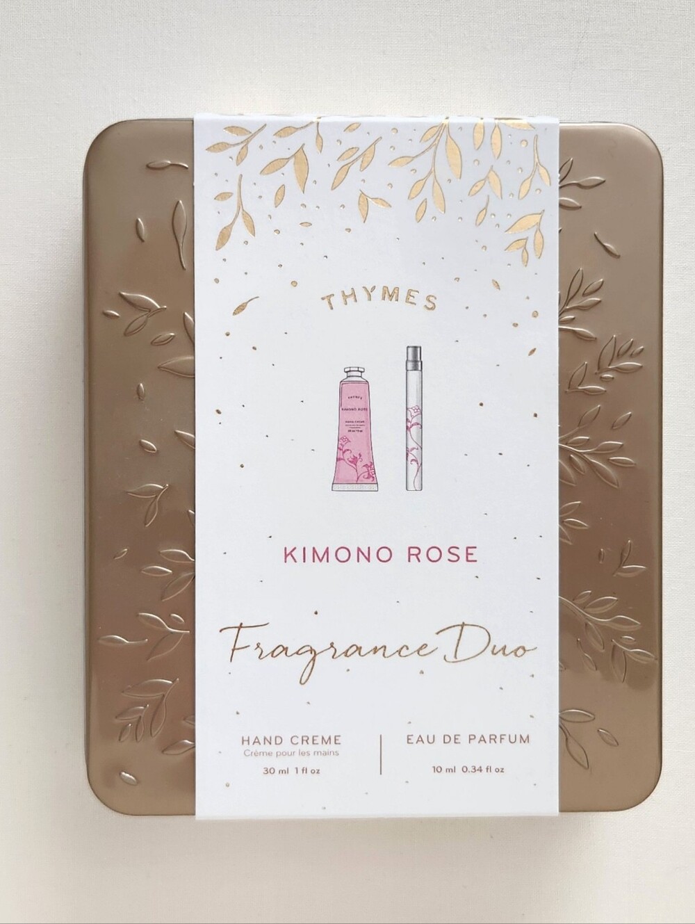 Thymes Kimono Rose Fragrance Duo Tin - Hand Cream & Eau de Parfum - New